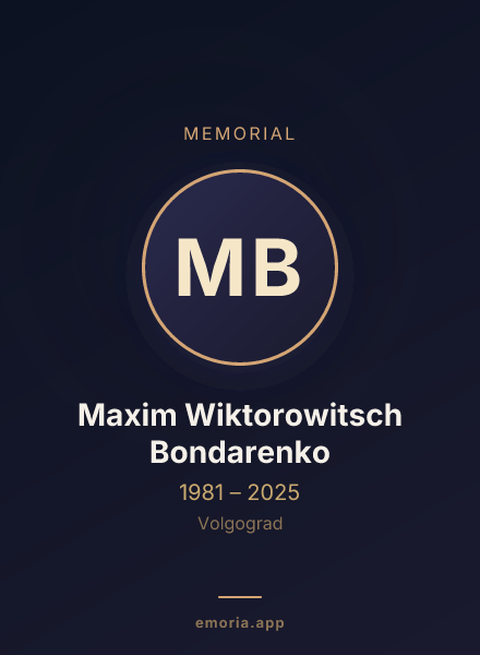 Memorial portrait of Maxim Wiktorowitsch Bondarenko