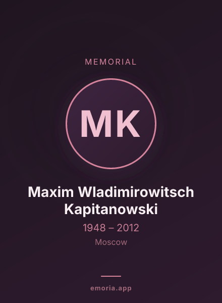 Memorial portrait of Maxim Wladimirowitsch Kapitanowski