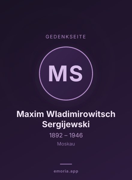 Gedenkportrait von Maxim Wladimirowitsch Sergijewski