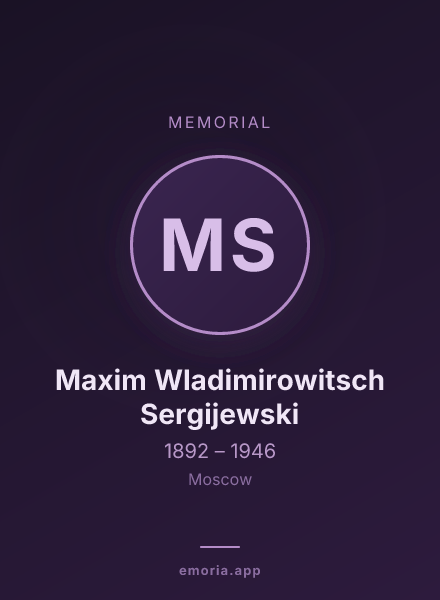 Memorial portrait of Maxim Wladimirowitsch Sergijewski