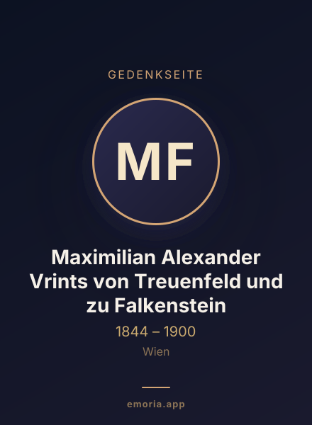 Gedenkportrait von Maximilian Alexander Vrints von Treuenfeld und zu Falkenstein