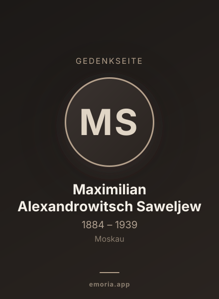 Gedenkportrait von Maximilian Alexandrowitsch Saweljew