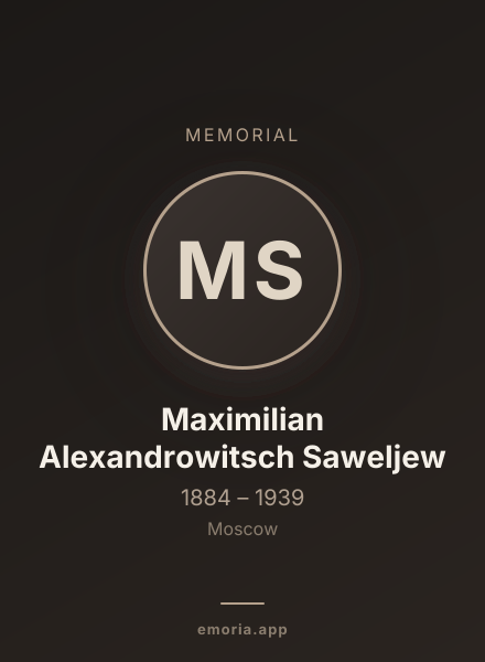 Memorial portrait of Maximilian Alexandrowitsch Saweljew