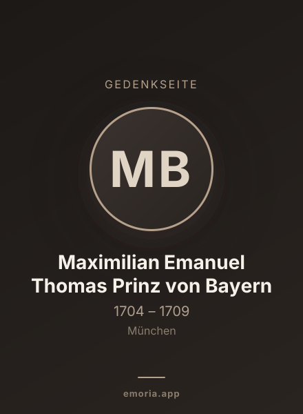 Gedenkportrait von Maximilian Emanuel Thomas Prinz von Bayern