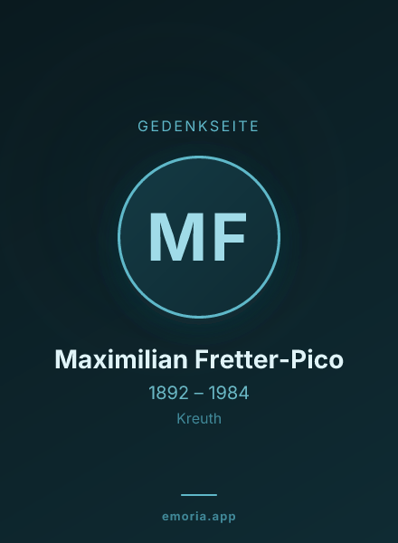 Gedenkportrait von Maximilian Fretter-Pico