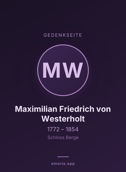 Gedenkportrait von Maximilian Friedrich von Westerholt