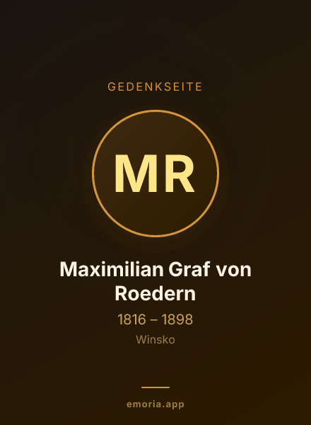 Gedenkportrait von Maximilian Graf von Roedern