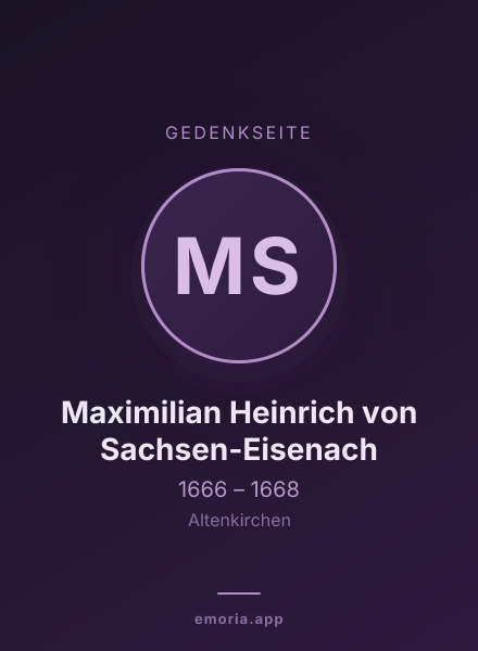 Gedenkportrait von Maximilian Heinrich von Sachsen-Eisenach