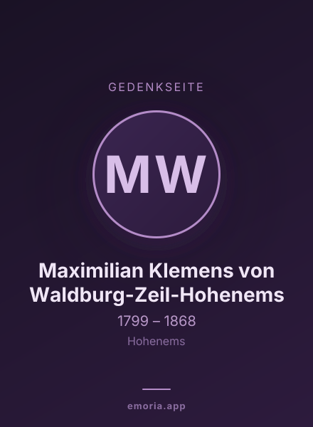 Gedenkportrait von Maximilian Klemens von Waldburg-Zeil-Hohenems