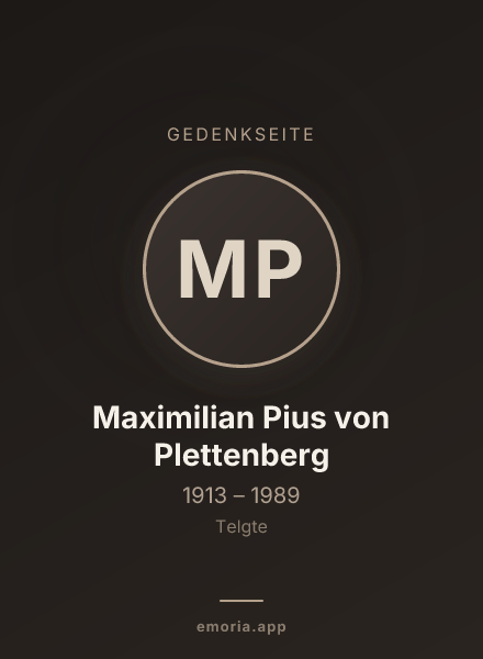 Gedenkportrait von Maximilian Pius von Plettenberg