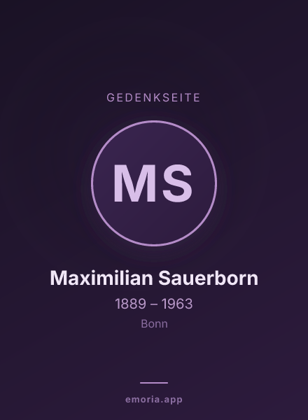 Gedenkportrait von Maximilian Sauerborn