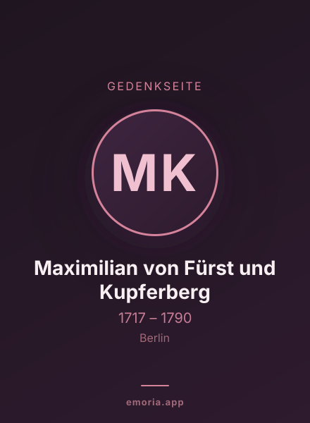 Gedenkportrait von Maximilian von Fürst und Kupferberg
