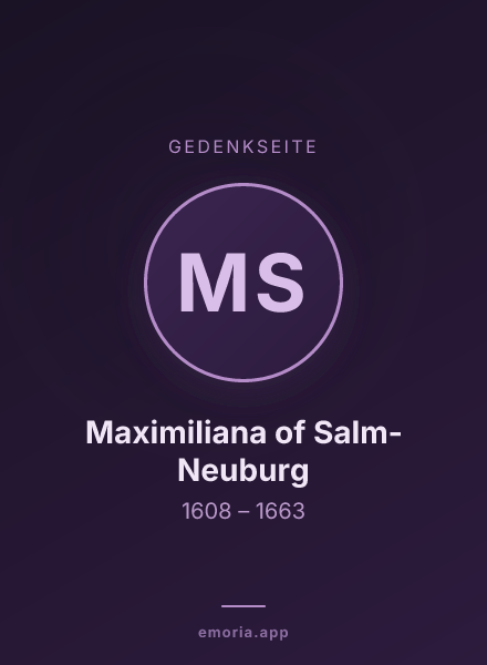 Gedenkportrait von Maximiliana of Salm-Neuburg