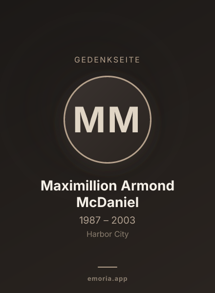 Gedenkportrait von Maximillion Armond McDaniel