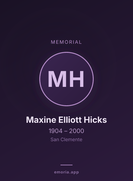 Memorial portrait of Maxine Elliott Hicks