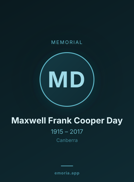 Memorial portrait of Maxwell Frank Cooper Day