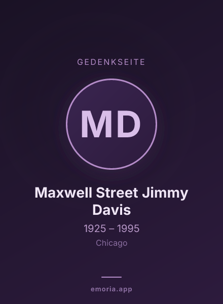 Gedenkportrait von Maxwell Street Jimmy Davis
