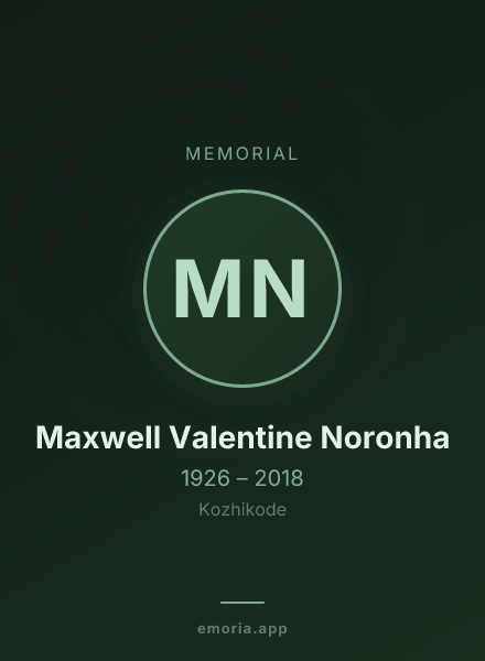 Memorial portrait of Maxwell Valentine Noronha