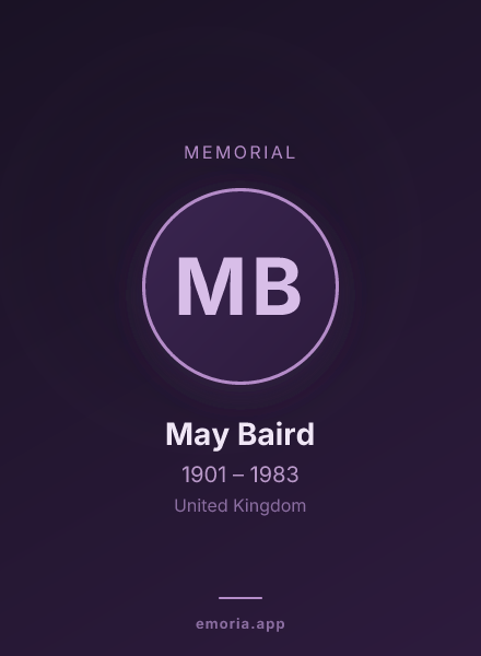 Memorial portrait of May Baird
