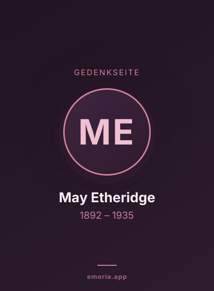 Gedenkportrait von May Etheridge