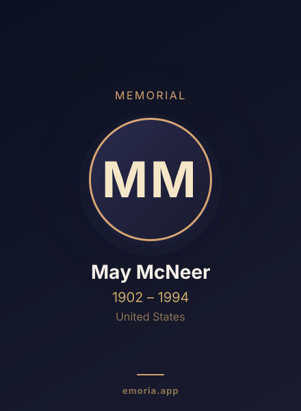 Memorial portrait of May McNeer