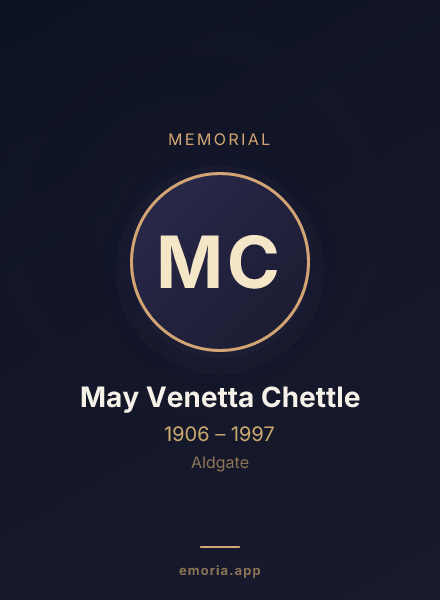 Memorial portrait of May Venetta Chettle
