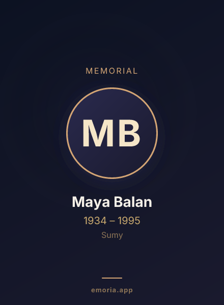 Memorial portrait of Maya Balan