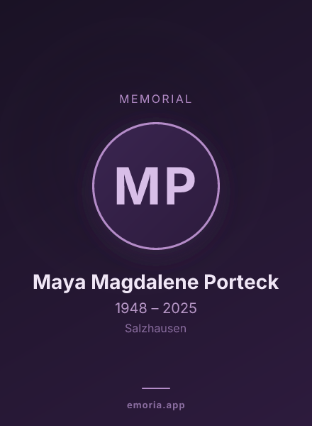 Memorial portrait of Maya Magdalene Porteck