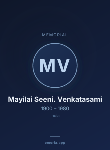 Memorial portrait of Mayilai Seeni. Venkatasami