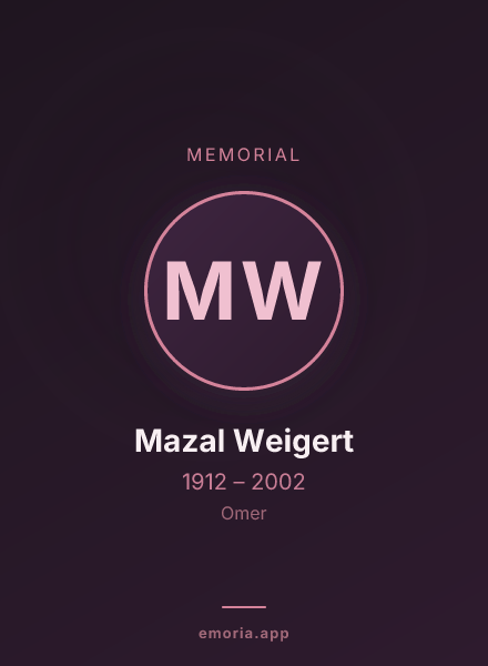 Memorial portrait of Mazal Weigert