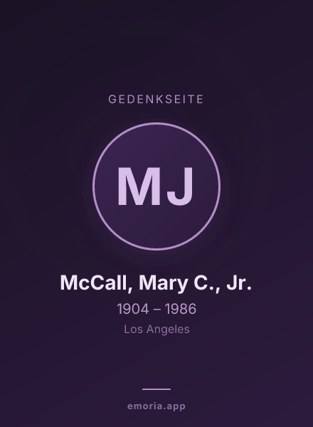 Gedenkportrait von McCall, Mary C., Jr.