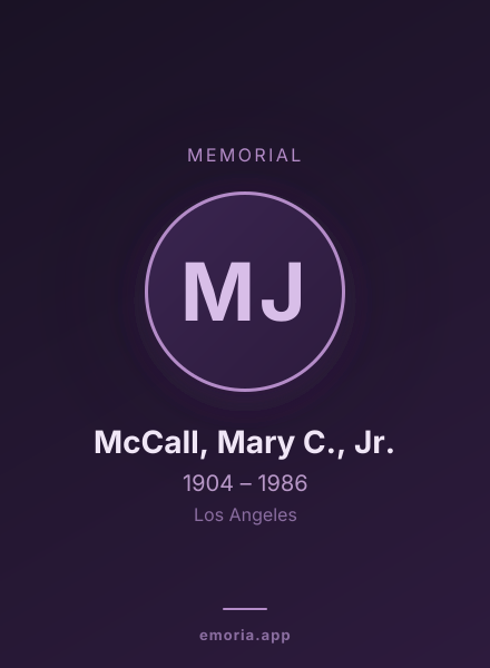 Memorial portrait of McCall, Mary C., Jr.