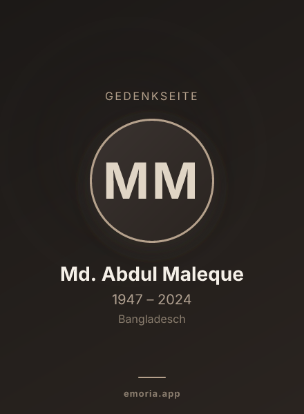 Gedenkportrait von Md. Abdul Maleque