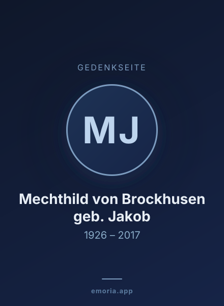 Gedenkportrait von Mechthild von Brockhusen geb. Jakob