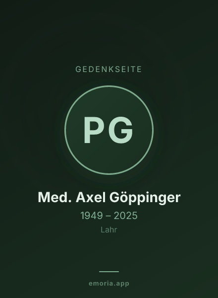 Gedenkportrait von Prof. Dr. Med. Axel Göppinger