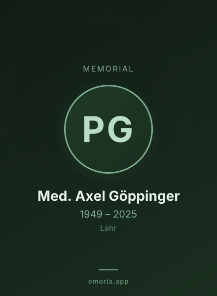 Memorial portrait of Prof. Dr. Med. Axel Göppinger