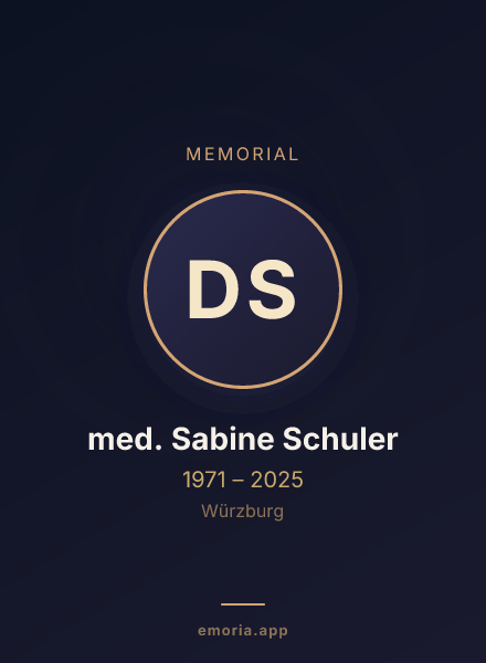 Memorial portrait of Dr. med. Sabine Schuler