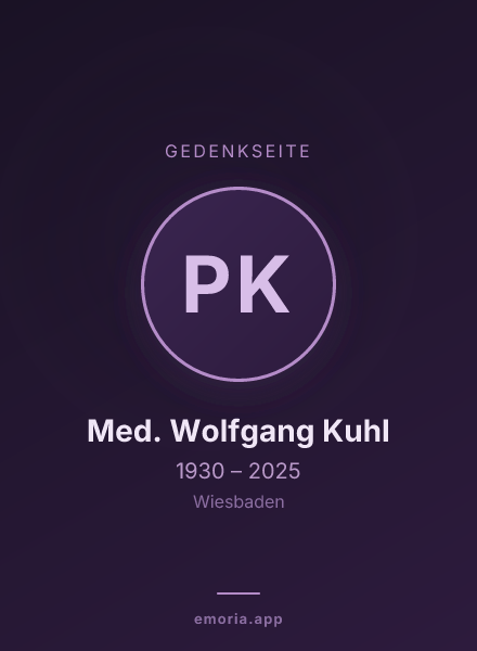 Gedenkportrait von Prof. Dr. Med. Wolfgang Kuhl