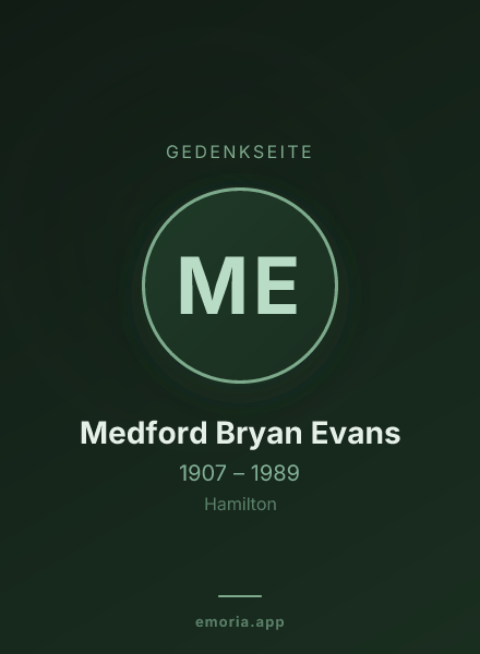 Gedenkportrait von Medford Bryan Evans