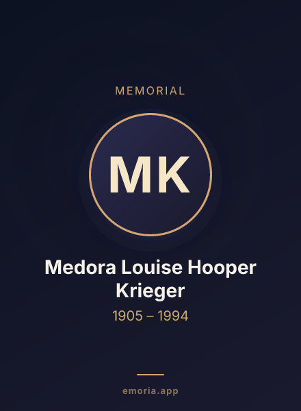 Memorial portrait of Medora Louise Hooper Krieger