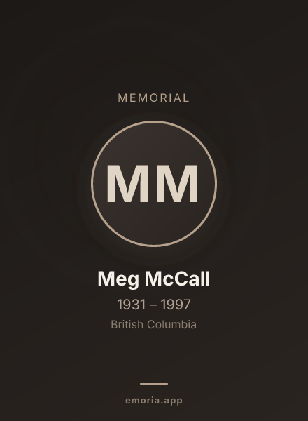 Memorial portrait of Meg McCall