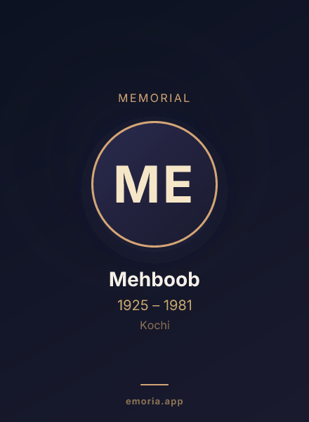 Memorial portrait of Mehboob