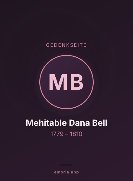 Gedenkportrait von Mehitable Dana Bell