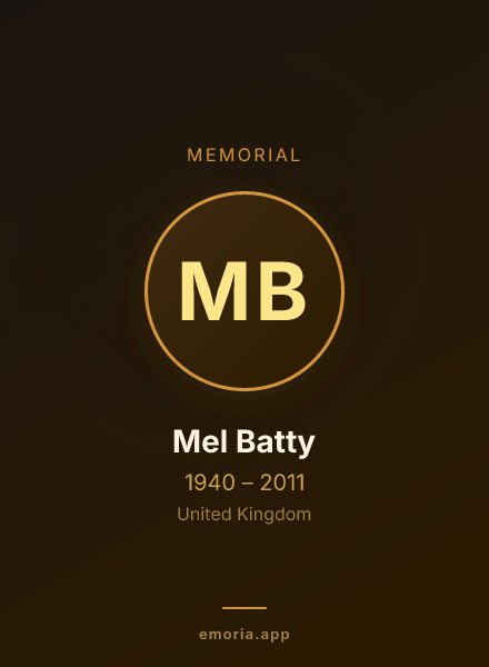 Memorial portrait of Mel Batty