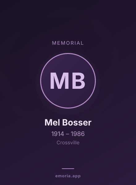Memorial portrait of Mel Bosser