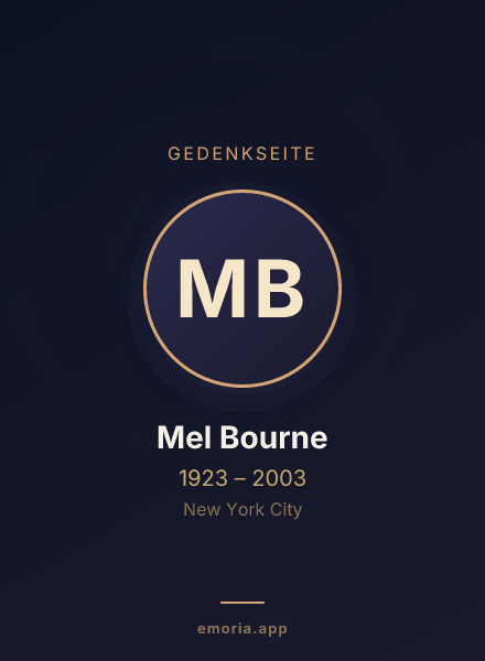 Gedenkportrait von Mel Bourne