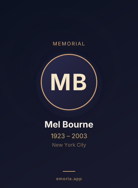 Memorial portrait of Mel Bourne