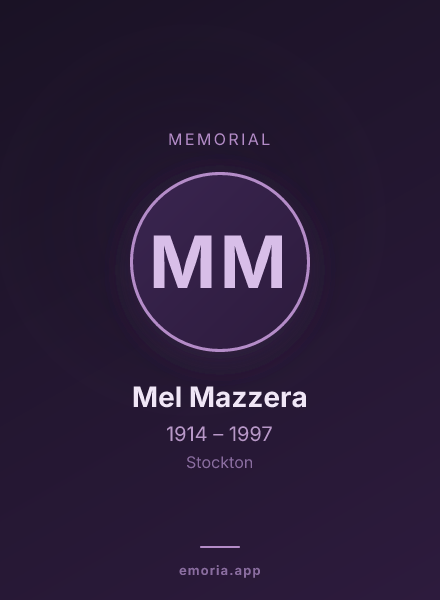 Memorial portrait of Mel Mazzera