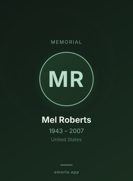 Memorial portrait of Mel Roberts