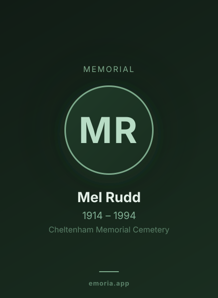 Memorial portrait of Mel Rudd